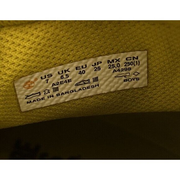 Timberland Premium 6 in Waterproof Boots - Boys Size 7 Black Grey Yellow - Picture 9 of 16